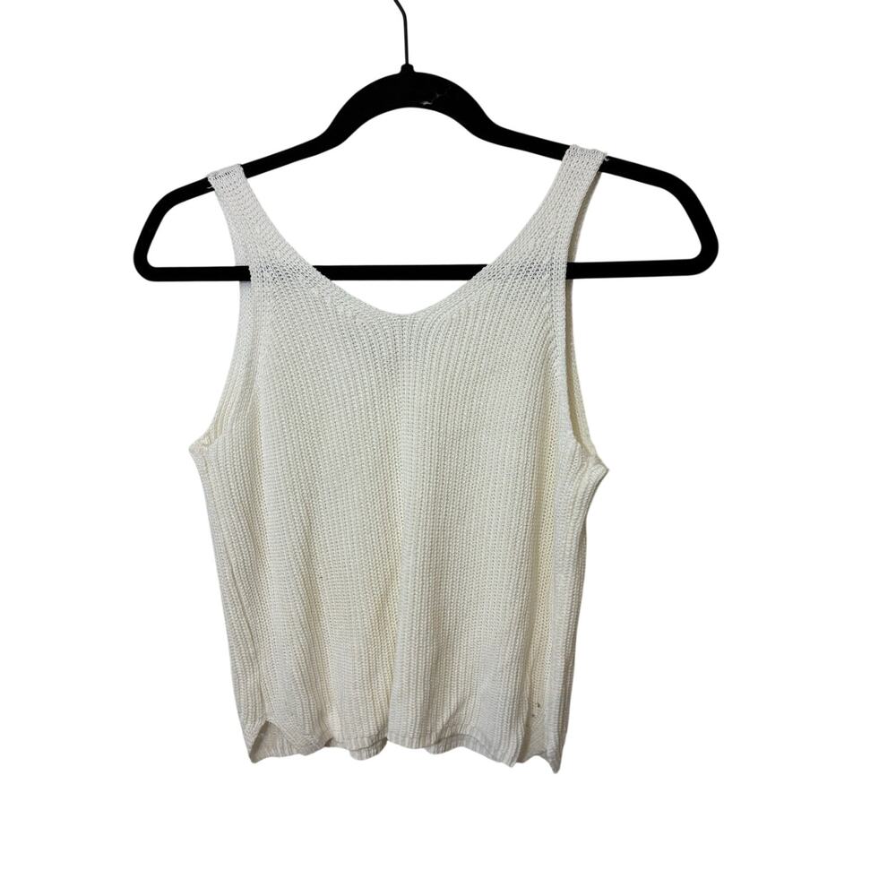 ee:some s/m women's Coastal Open Knit Sleeveless Tank Top White Boho Beachy - Picture 5 of 5
